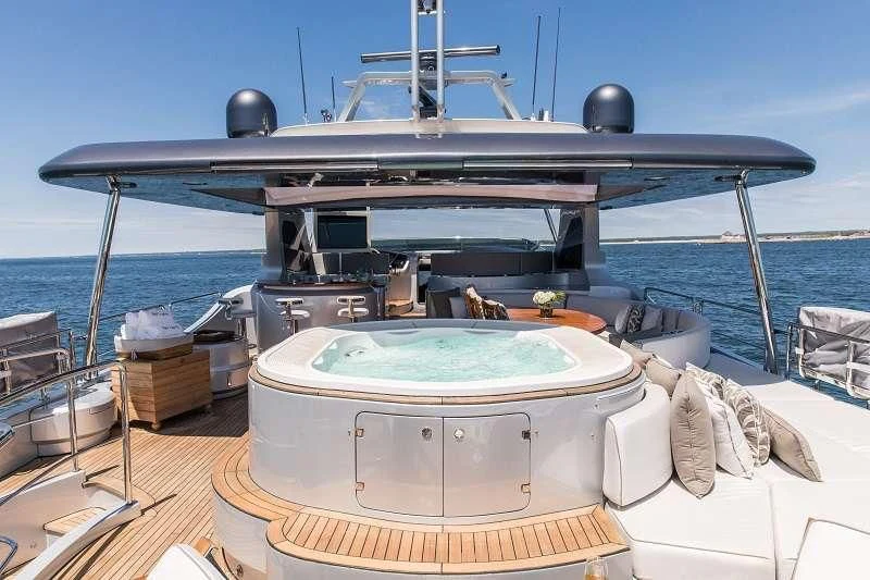a boat on a deck aboard TAIL LIGHTS Yacht for Sale
