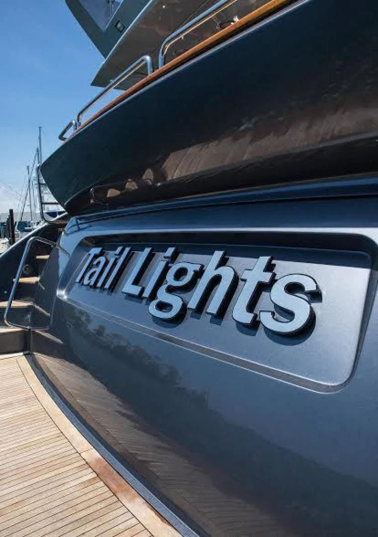 the front of a car aboard TAIL LIGHTS Yacht for Sale