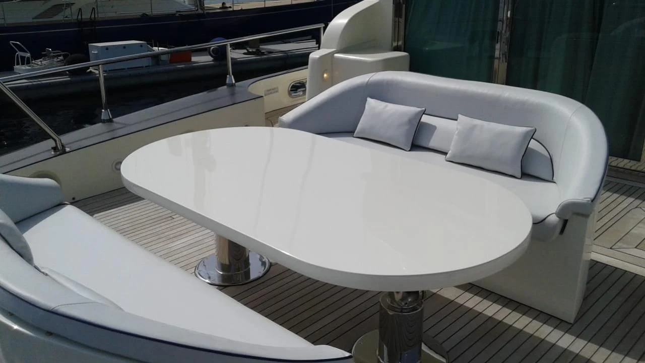 a white bathtub in a room aboard PRINCESS AYESHA I Yacht for Sale