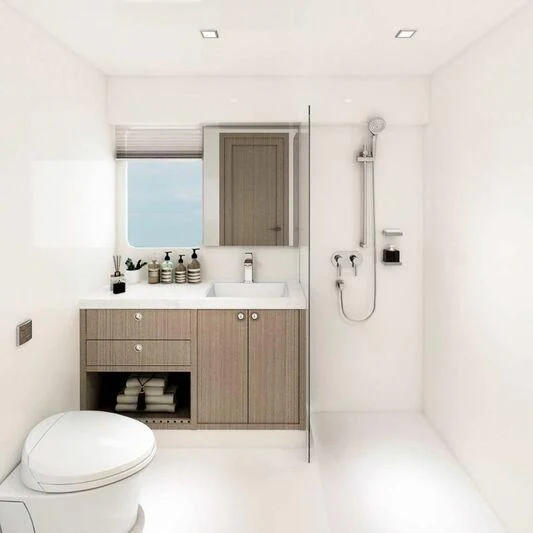 a bathroom with a sink and a toilet aboard INDEPENDENCE 135 Yacht for Sale
