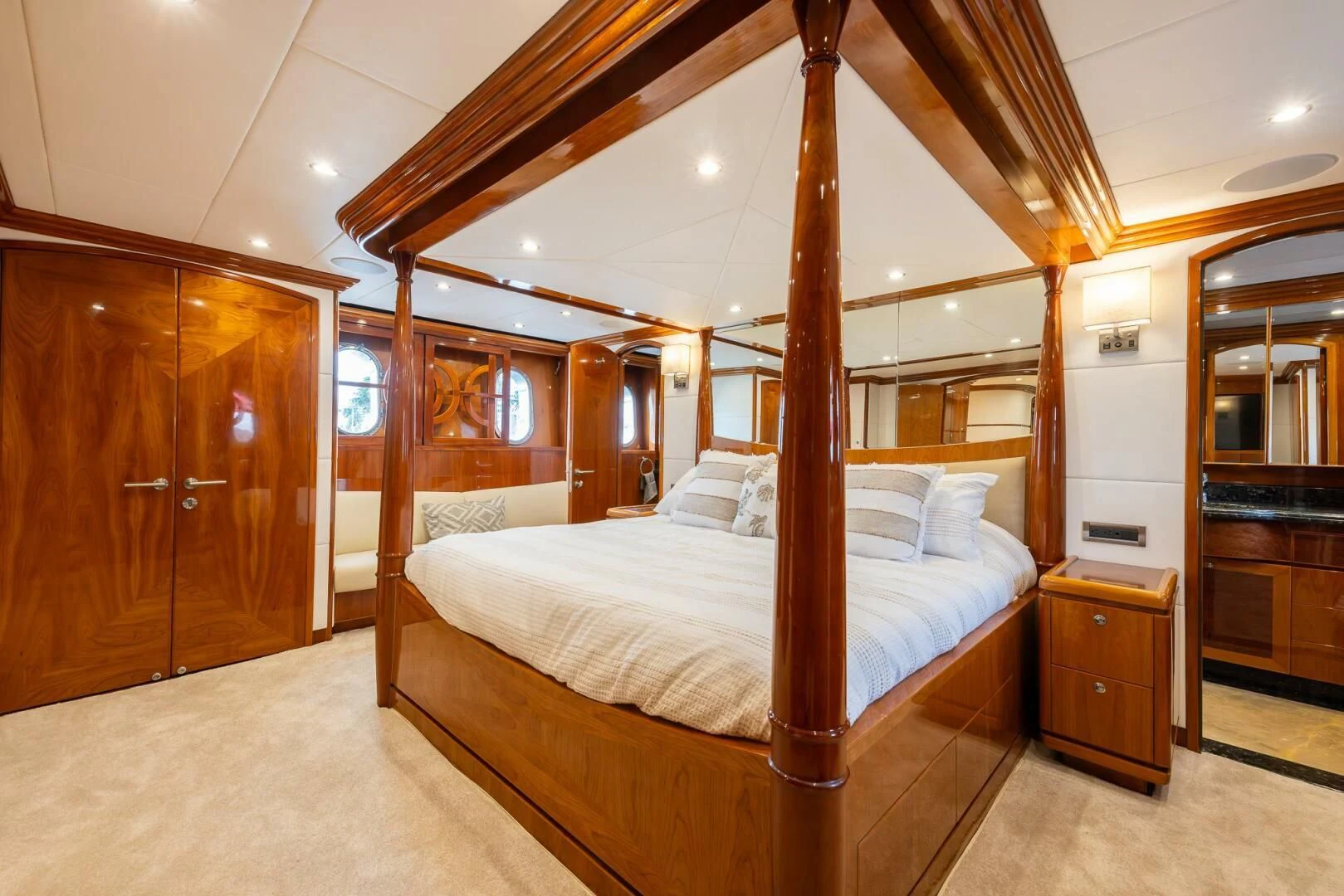 a bed in a room aboard OCEAN 1 Yacht for Sale