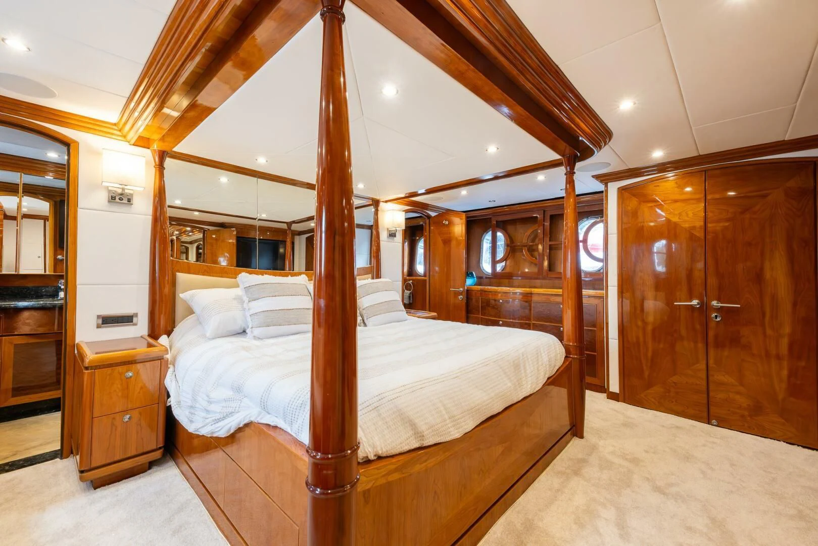 a bed in a room aboard OCEAN 1 Yacht for Sale
