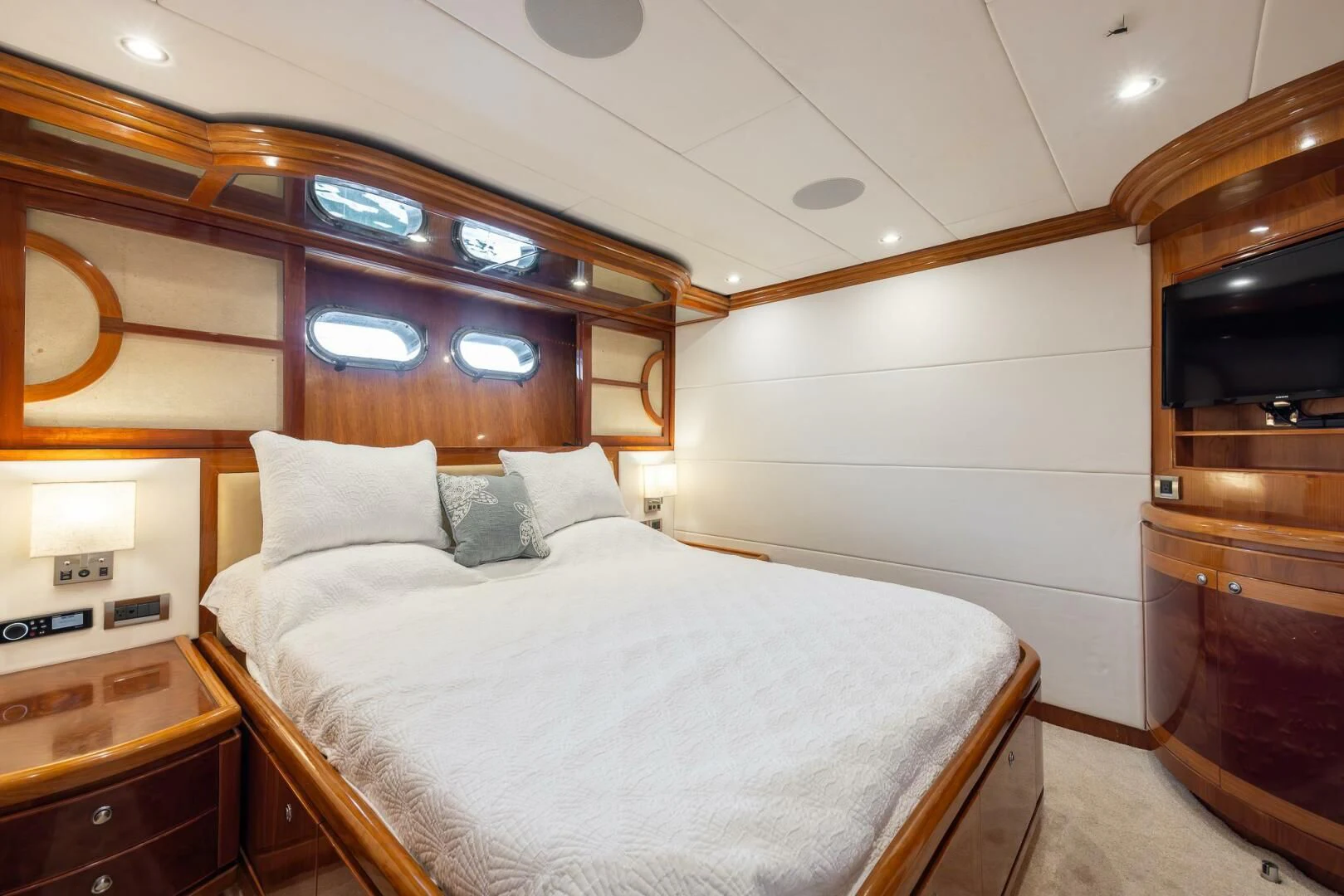 a bed in a room aboard OCEAN 1 Yacht for Sale