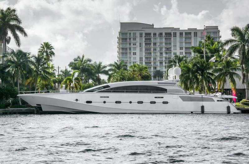 a white yacht in the water aboard KESTREL Yacht for Sale