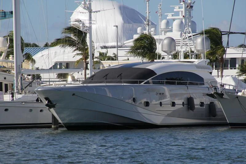 a white yacht in the water aboard KESTREL Yacht for Sale