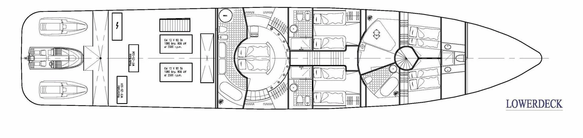 diagram, engineering drawing aboard AVALON Yacht for Sale