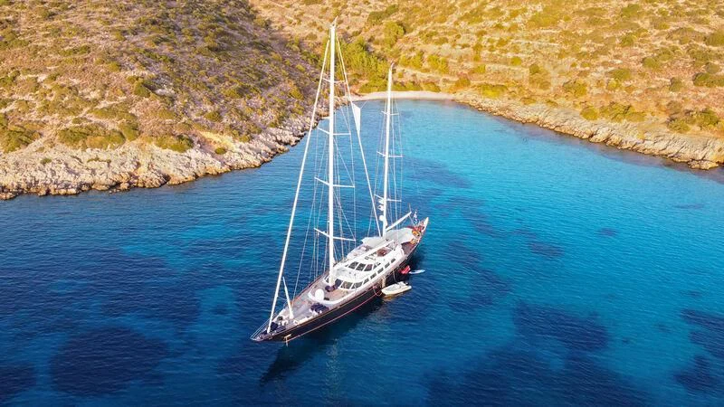 a boat on the water aboard TAMARITA Yacht for Sale