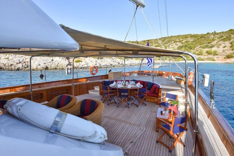 a boat on the water aboard TAMARITA Yacht for Sale