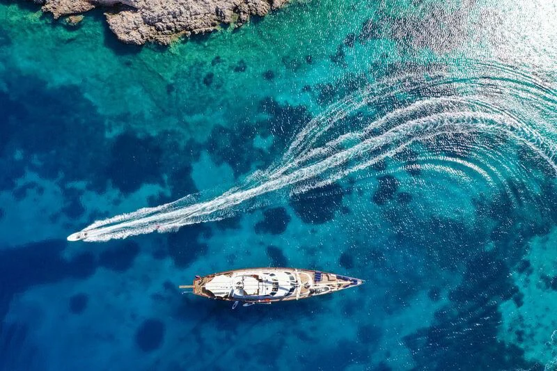 a boat in the water aboard TAMARITA Yacht for Sale