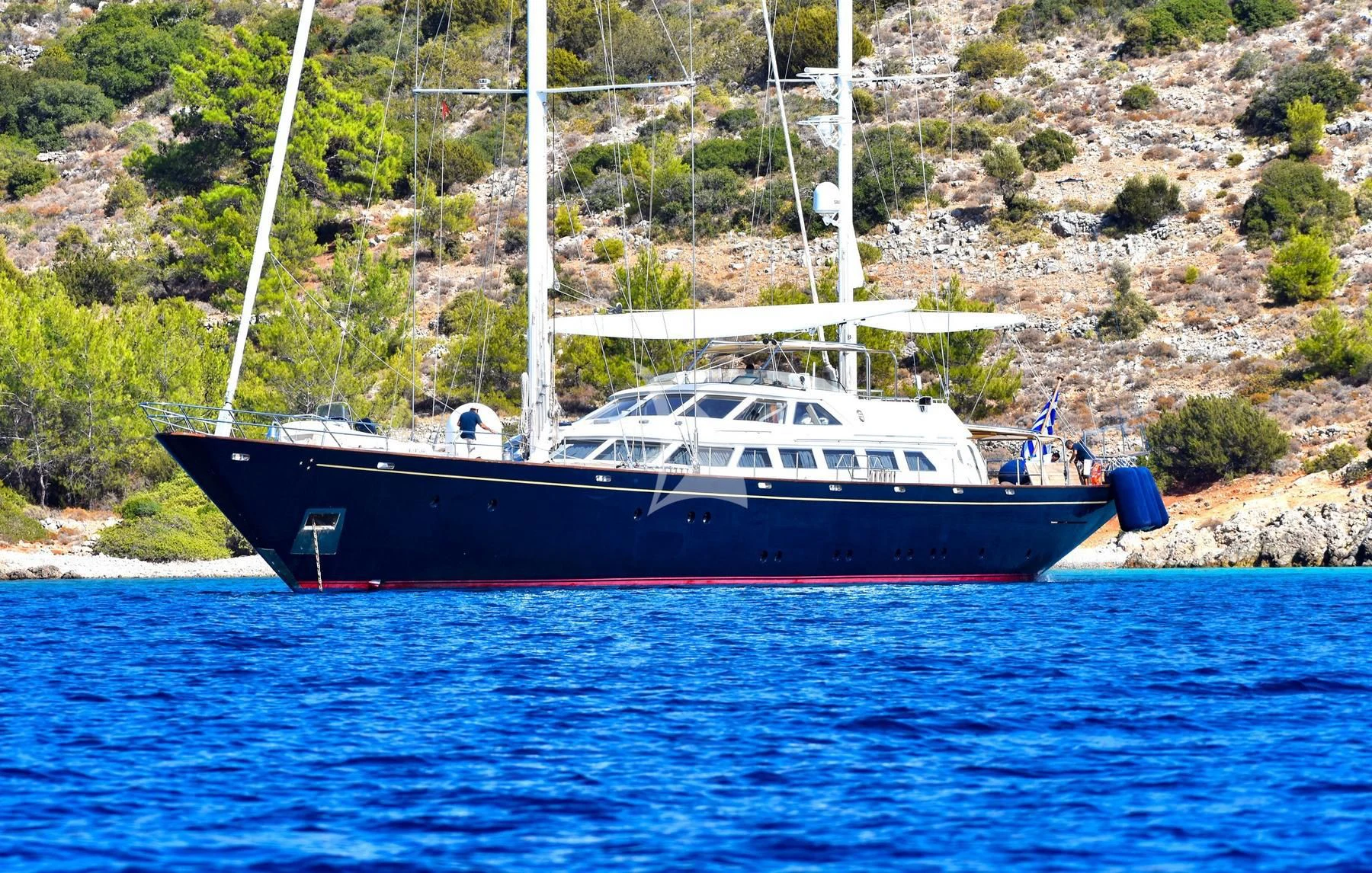 a boat on the water aboard TAMARITA Yacht for Sale