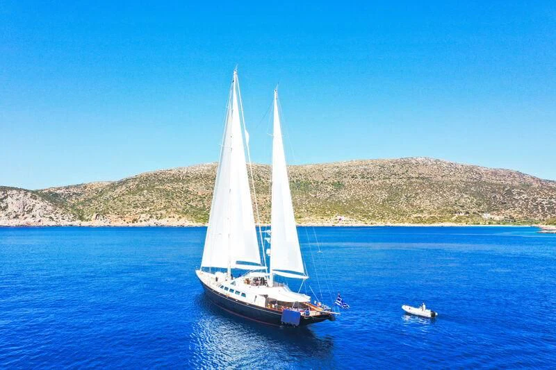 a sailboat on the water aboard TAMARITA Yacht for Sale