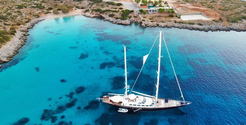 a boat on the water aboard TAMARITA Yacht for Sale