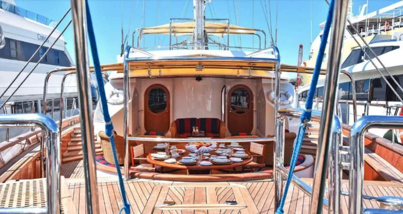 a boat on the water aboard TAMARITA Yacht for Sale