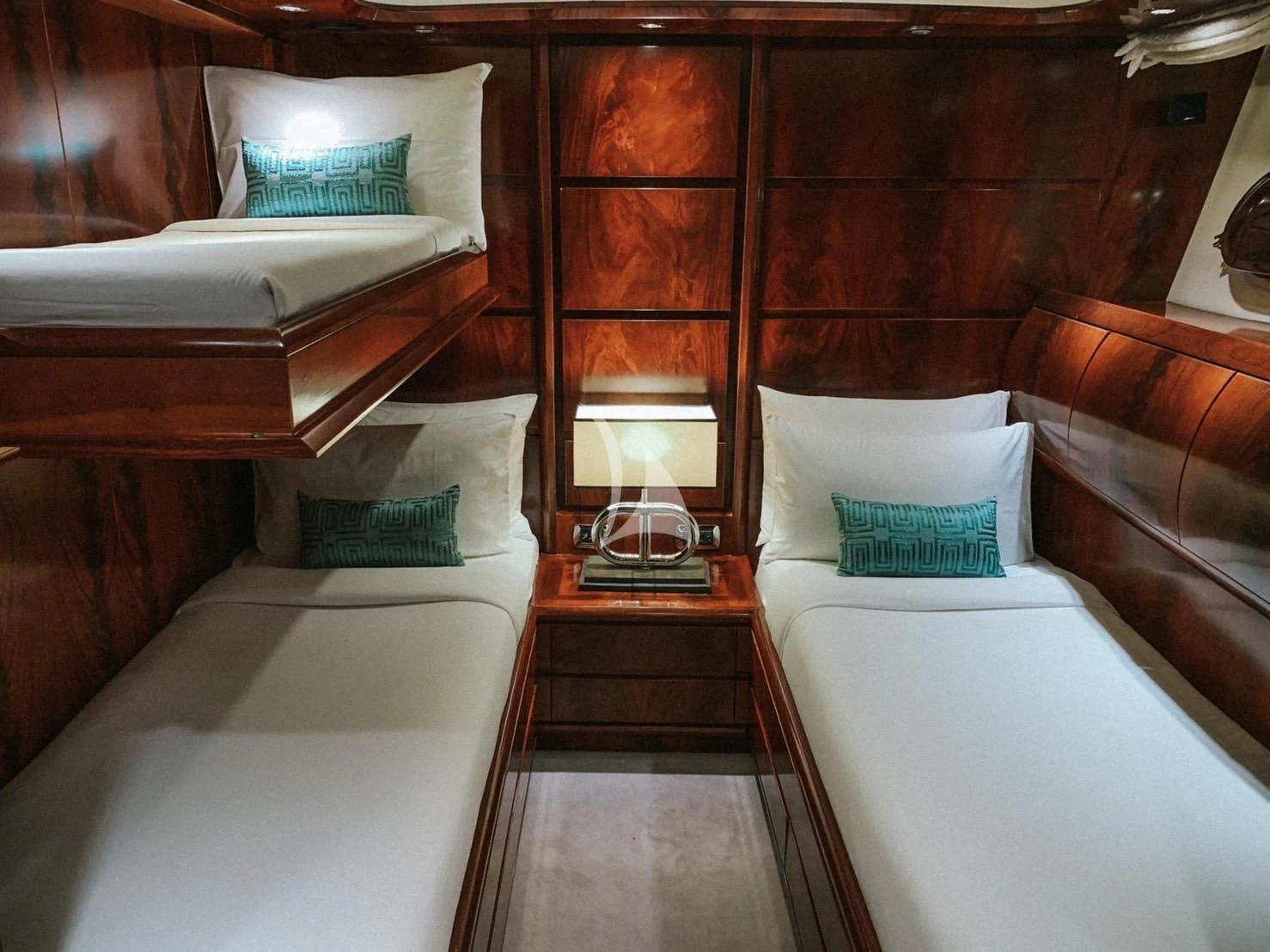a room with two beds aboard FOR YOUR EYES ONLY Yacht for Charter