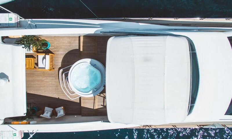 a white rectangular object with a round mirror on it aboard FOR YOUR EYES ONLY Yacht for Charter