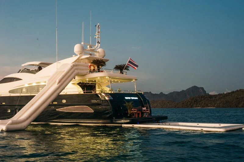 a boat on the water aboard FOR YOUR EYES ONLY Yacht for Charter
