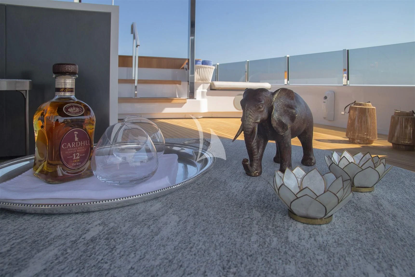 a statue of an elephant aboard HAIAMI I Yacht for Charter