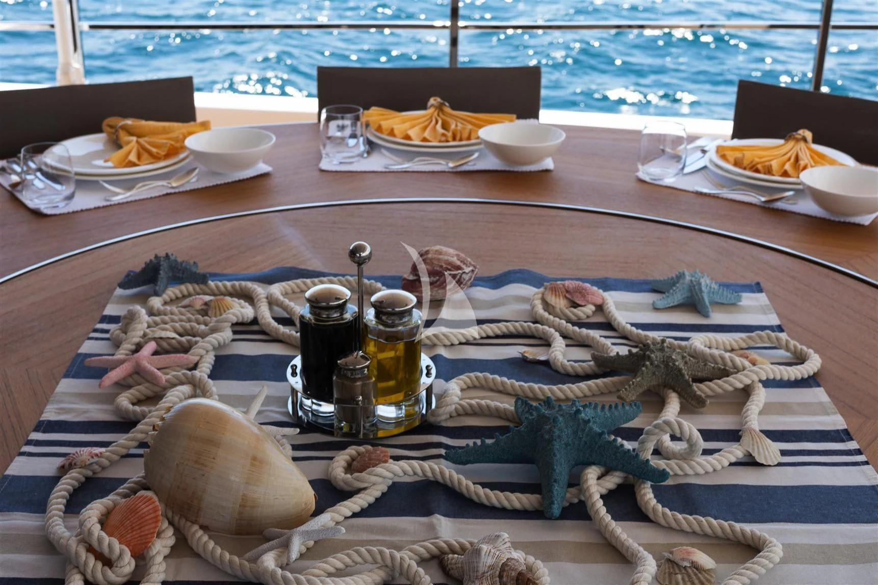 a table with food and drinks on it aboard HAIAMI I Yacht for Charter