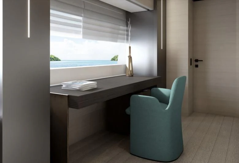 a chair in a room aboard HAIAMI I Yacht for Charter