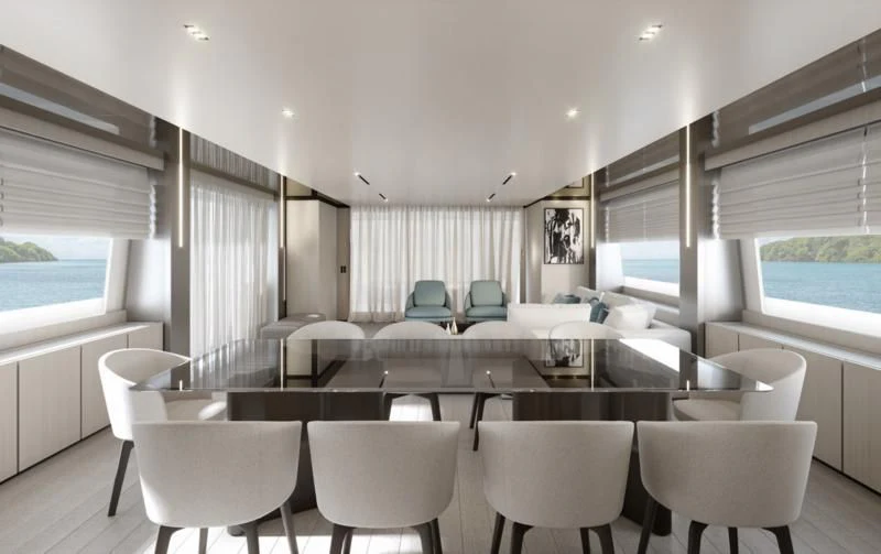 a large open office space aboard HAIAMI I Yacht for Charter