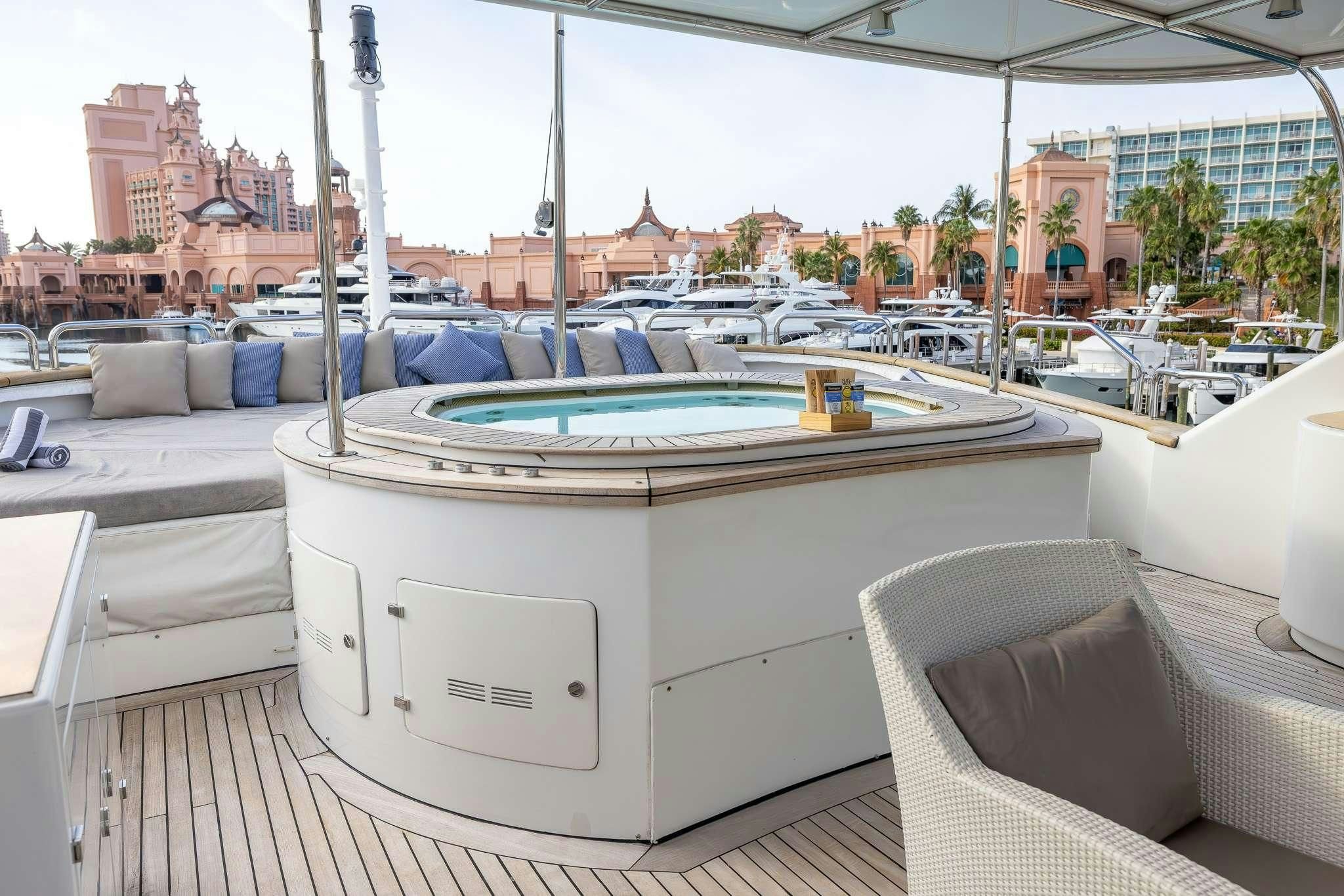 a pool table on a deck aboard ARTHUR’S WAY Yacht for Sale