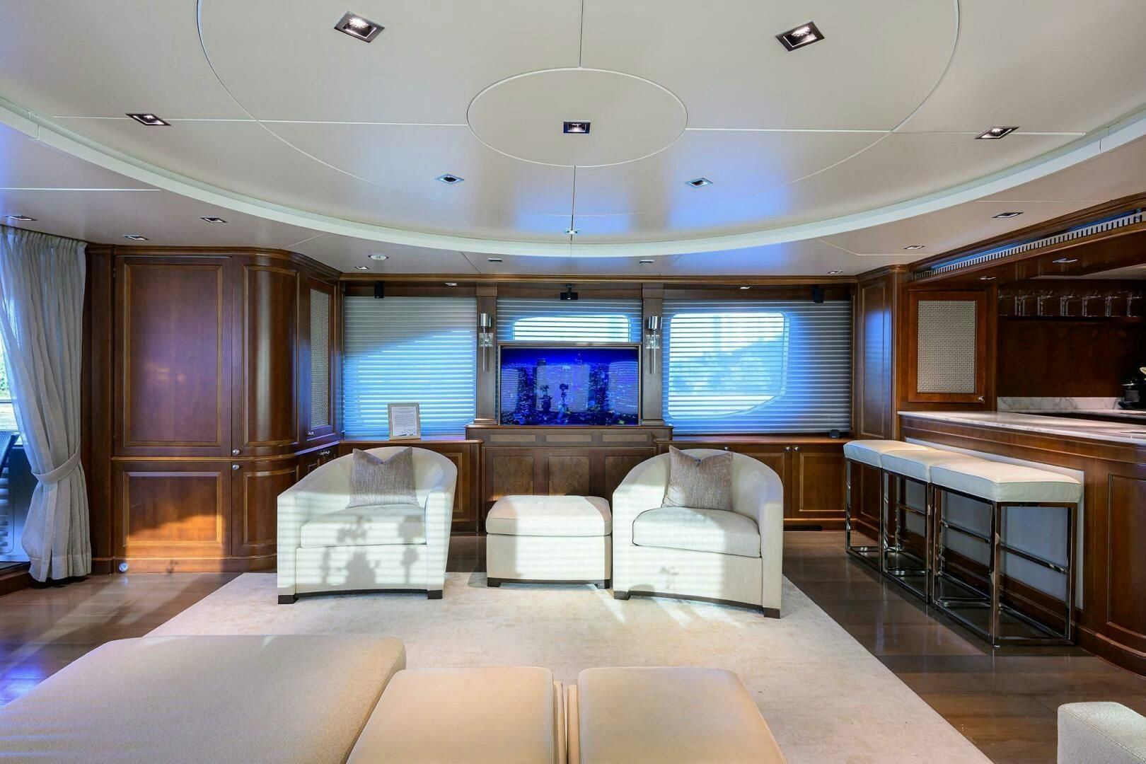 a room with a couch and a tv aboard ARTHUR’S WAY Yacht for Sale