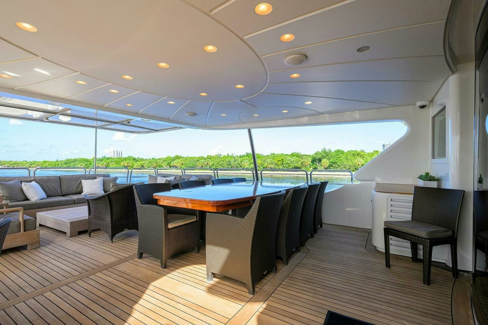 a room with a pool table and chairs aboard ARTHUR’S WAY Yacht for Sale