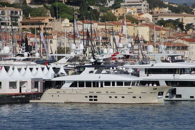 a large white boat in the water aboard DON MICHELE Yacht for Sale