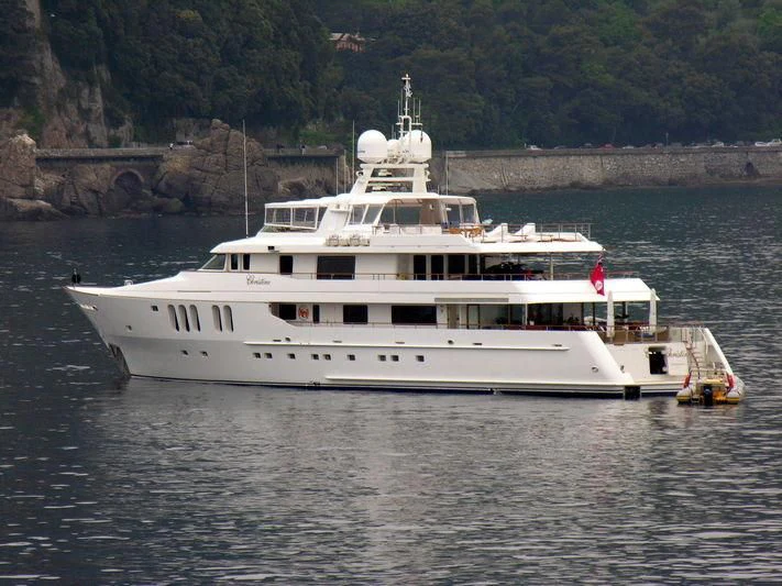 a large white boat in the water aboard MOATIZE Yacht for Sale