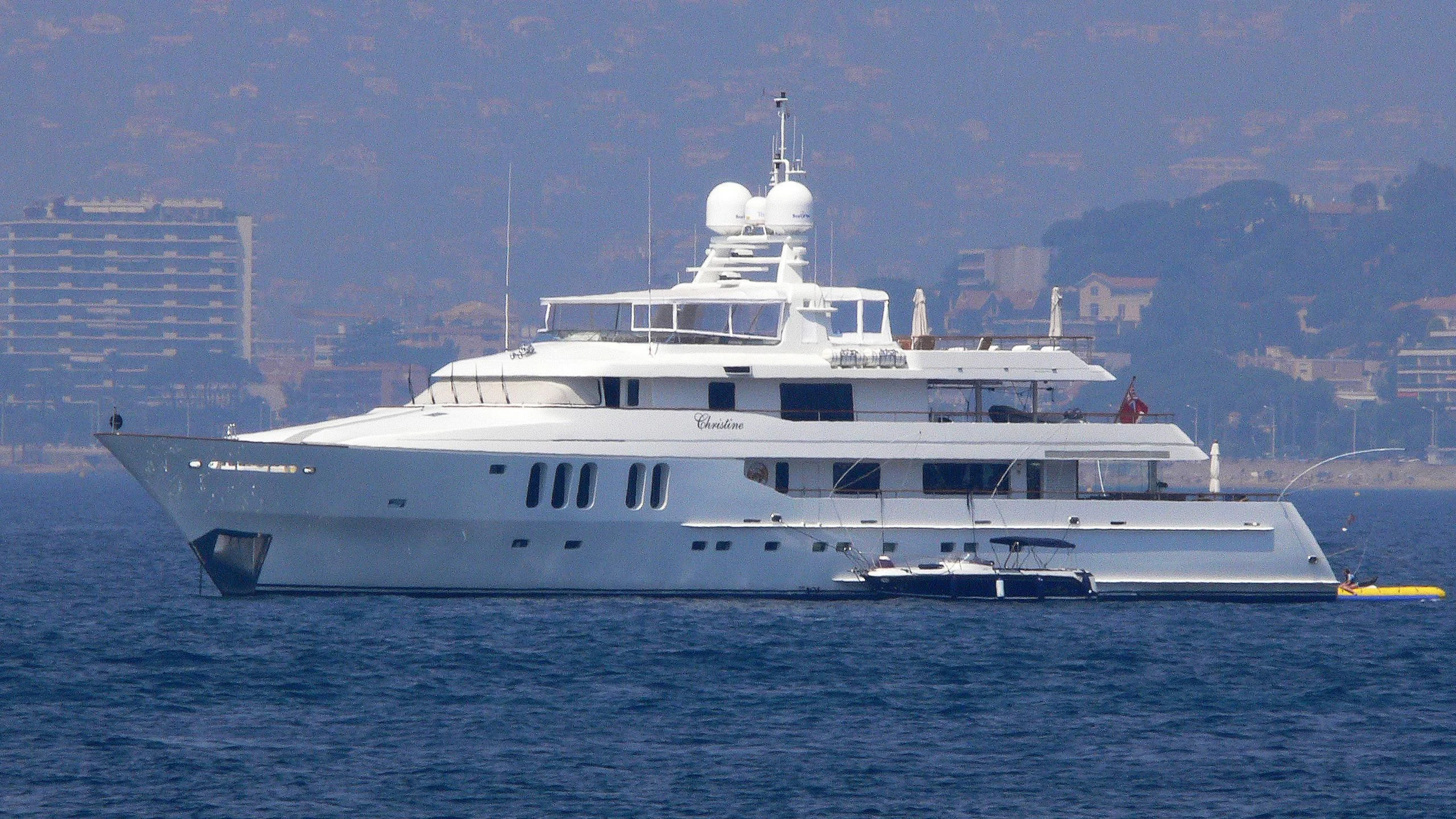a large white boat aboard MOATIZE Yacht for Sale