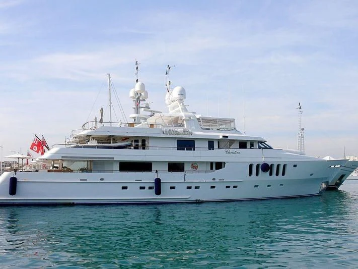 a large white boat in the water aboard MOATIZE Yacht for Sale