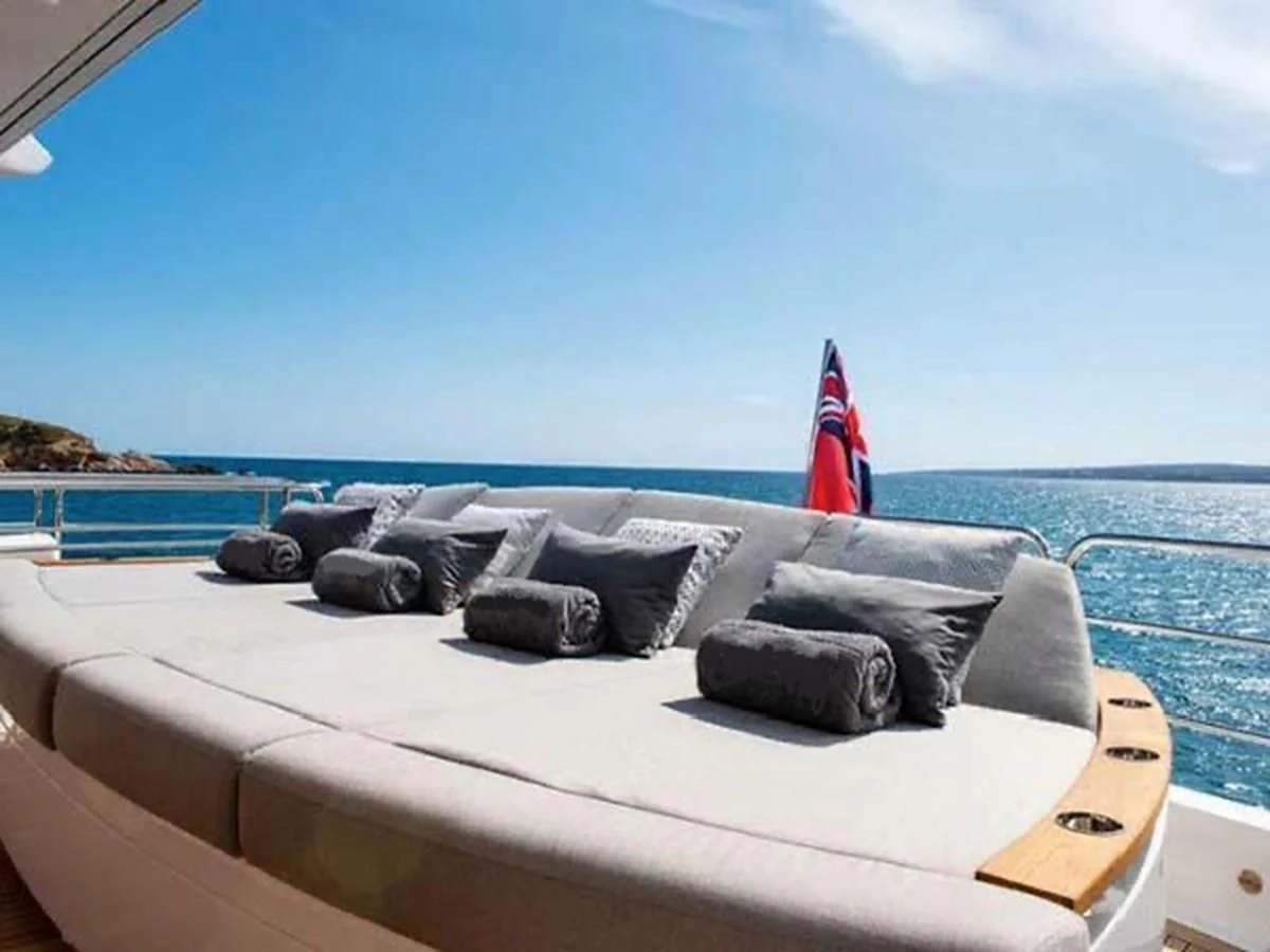a boat with pillows on it aboard SUNSEEKER 115 SPORT YACHT Yacht for Sale