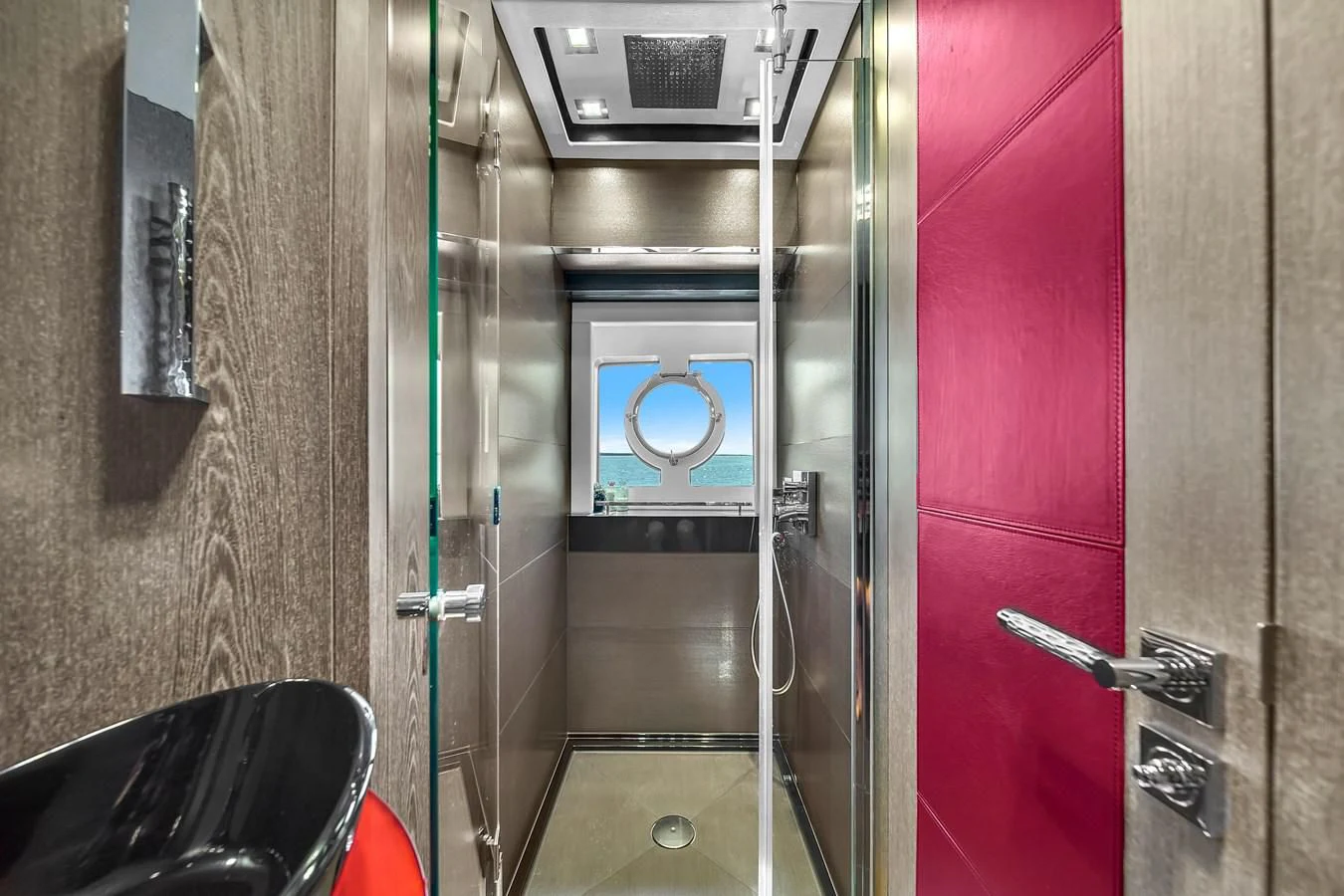 a bathroom with a shower unit aboard SUNSEEKER 115 SPORT YACHT Yacht for Sale