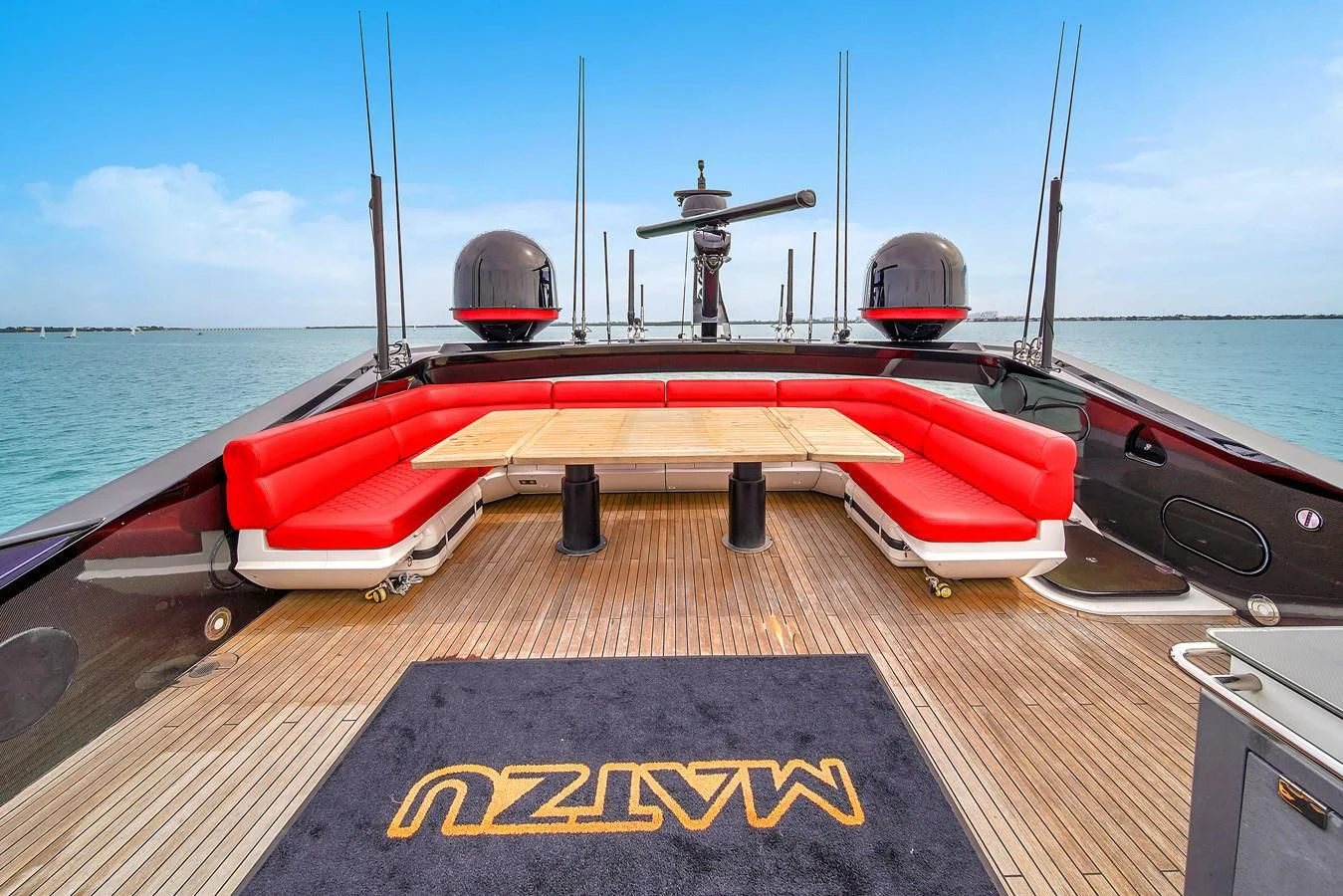 a boat on a deck aboard SUNSEEKER 115 SPORT YACHT Yacht for Sale