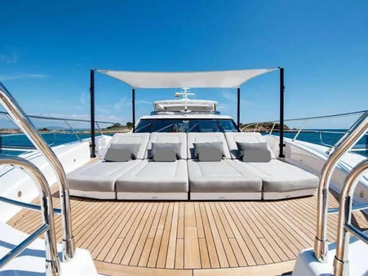 a boat on a deck aboard SUNSEEKER 115 SPORT YACHT Yacht for Sale
