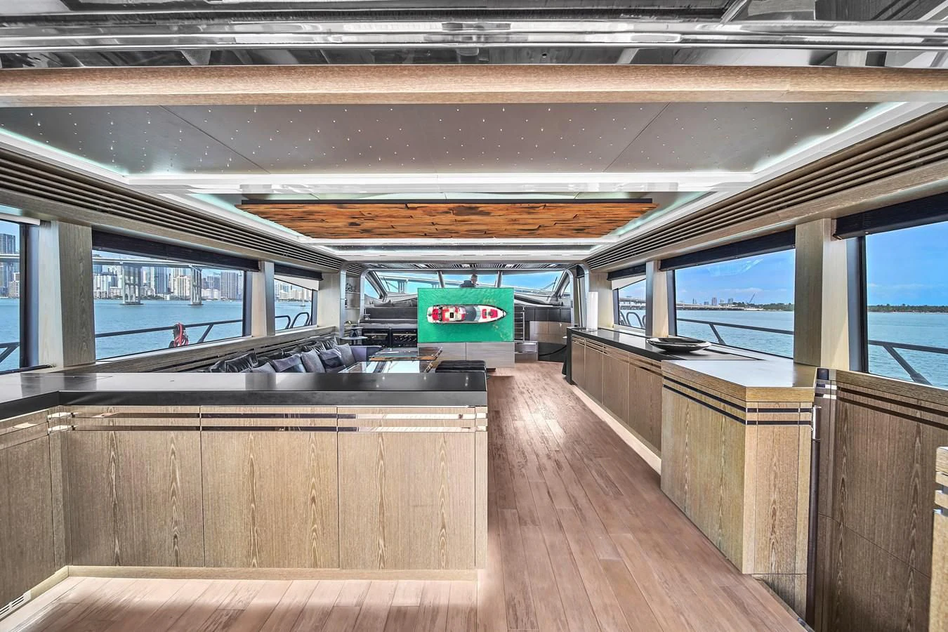 a wood floor in a building aboard SUNSEEKER 115 SPORT YACHT Yacht for Sale