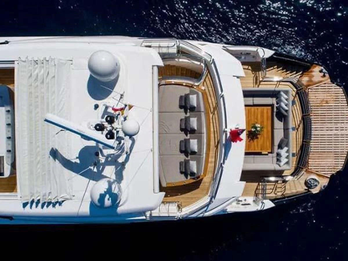 a space ship with a satellite aboard SUNSEEKER 115 SPORT YACHT Yacht for Sale