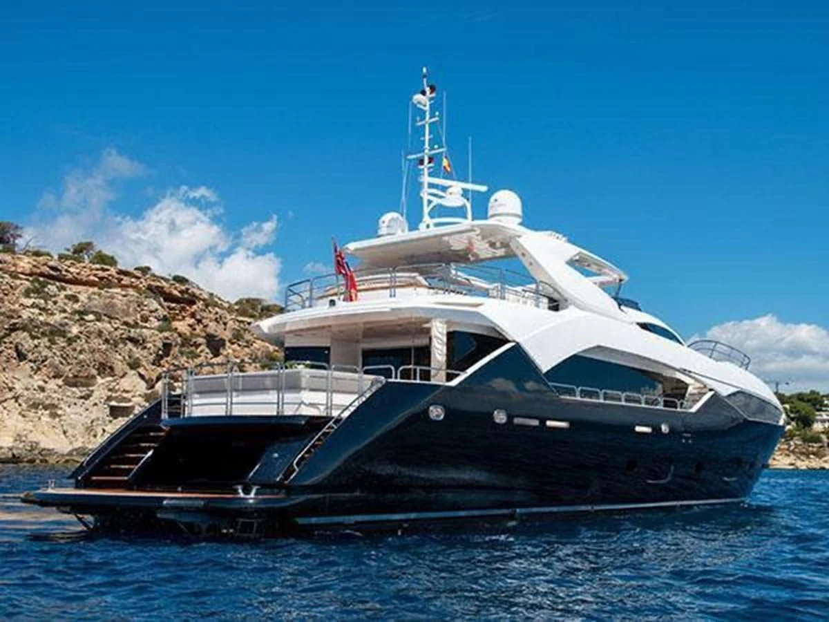 a boat on the water aboard SUNSEEKER 115 SPORT YACHT Yacht for Sale