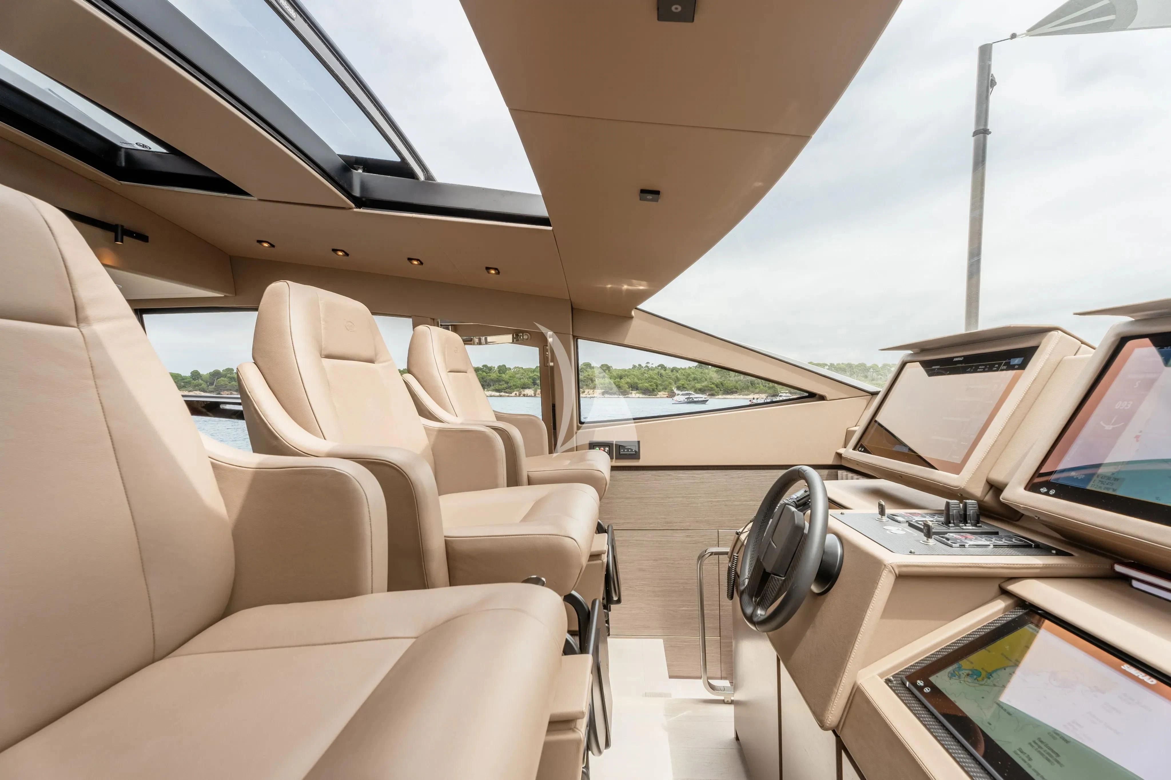 inside of a car aboard CHERRY Yacht for Charter