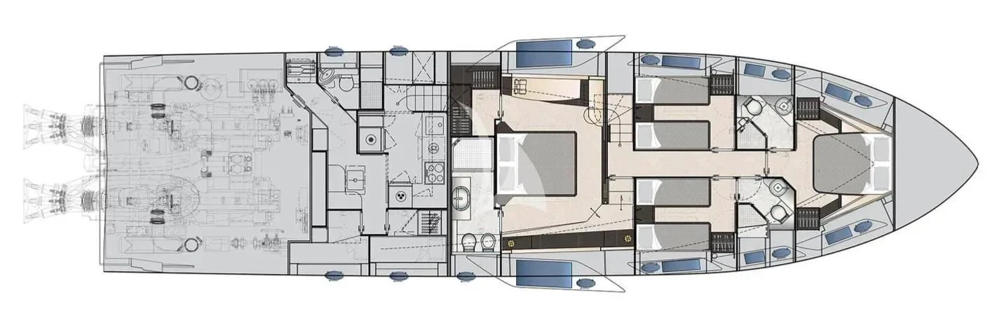 diagram, engineering drawing aboard CHERRY Yacht for Charter