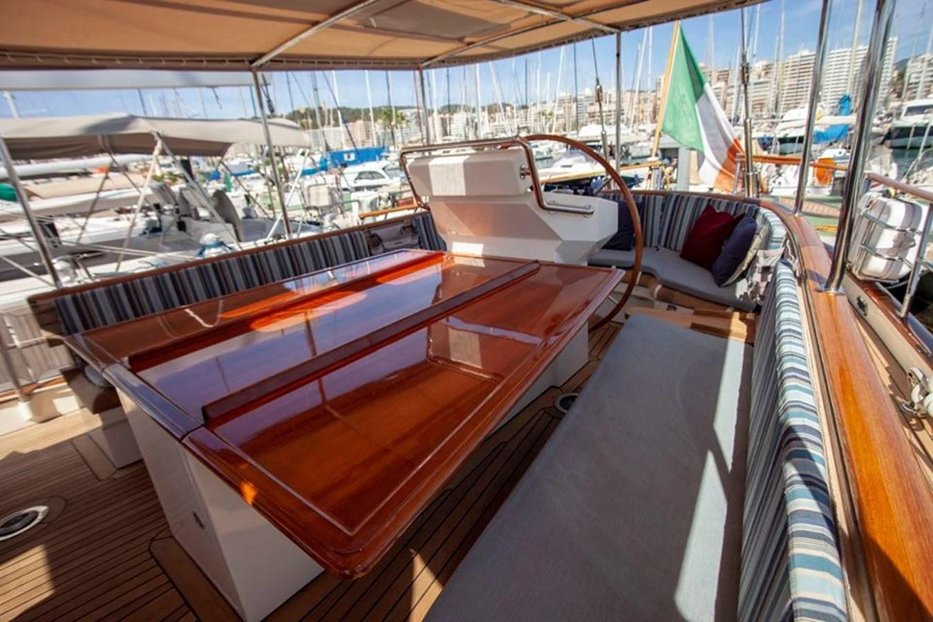 a boat in a large room aboard SWEET EMOTION Yacht for Sale