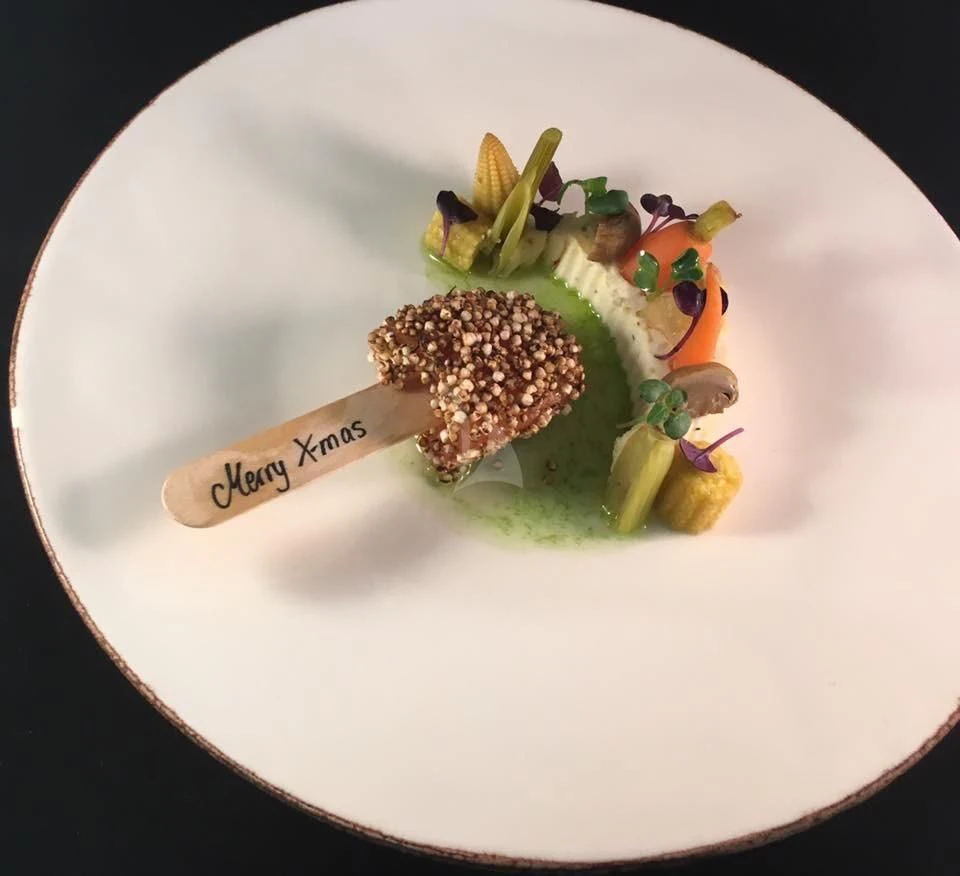 a plate of food aboard PARALOS Yacht for Charter