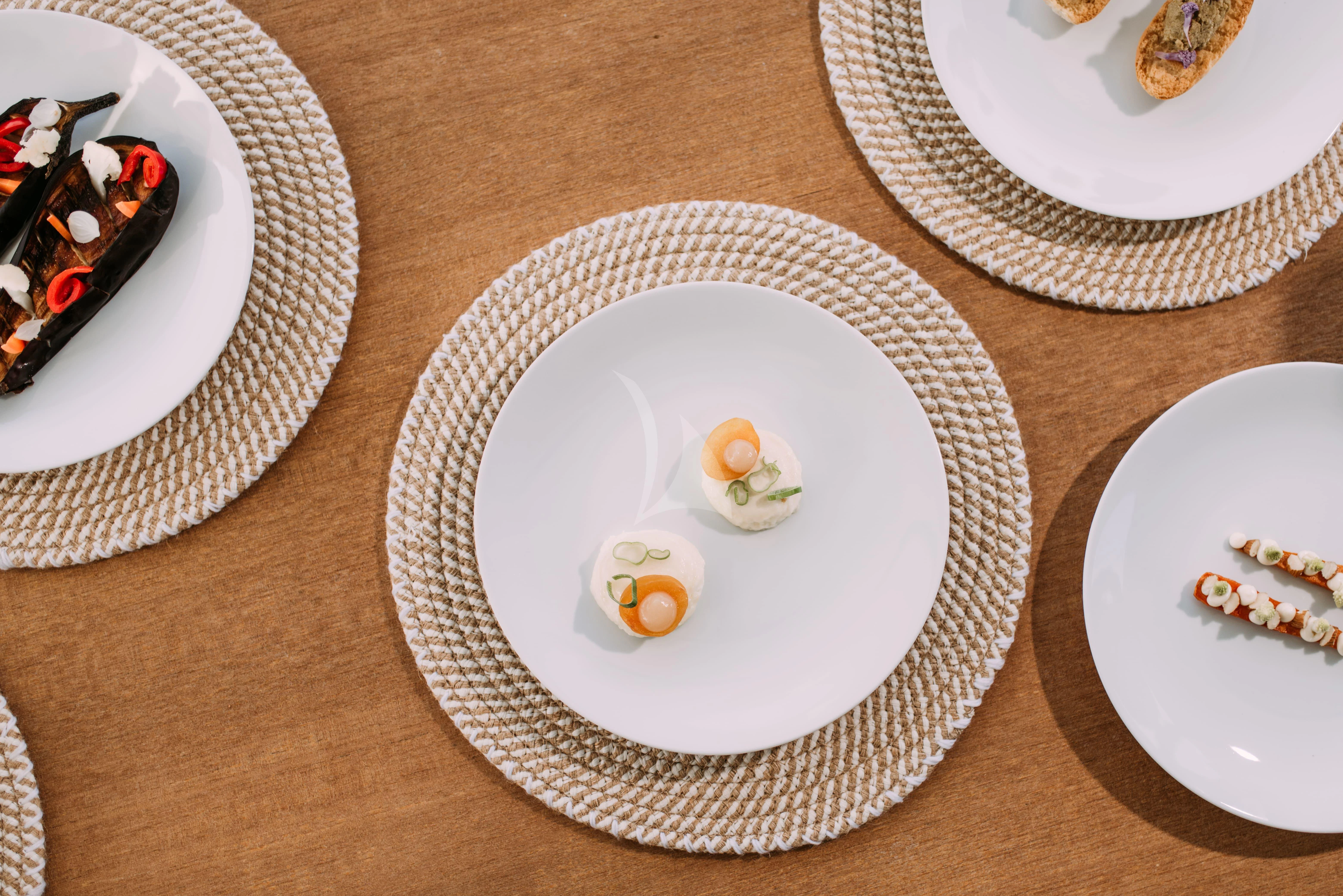 plates on a table aboard PARALOS Yacht for Charter