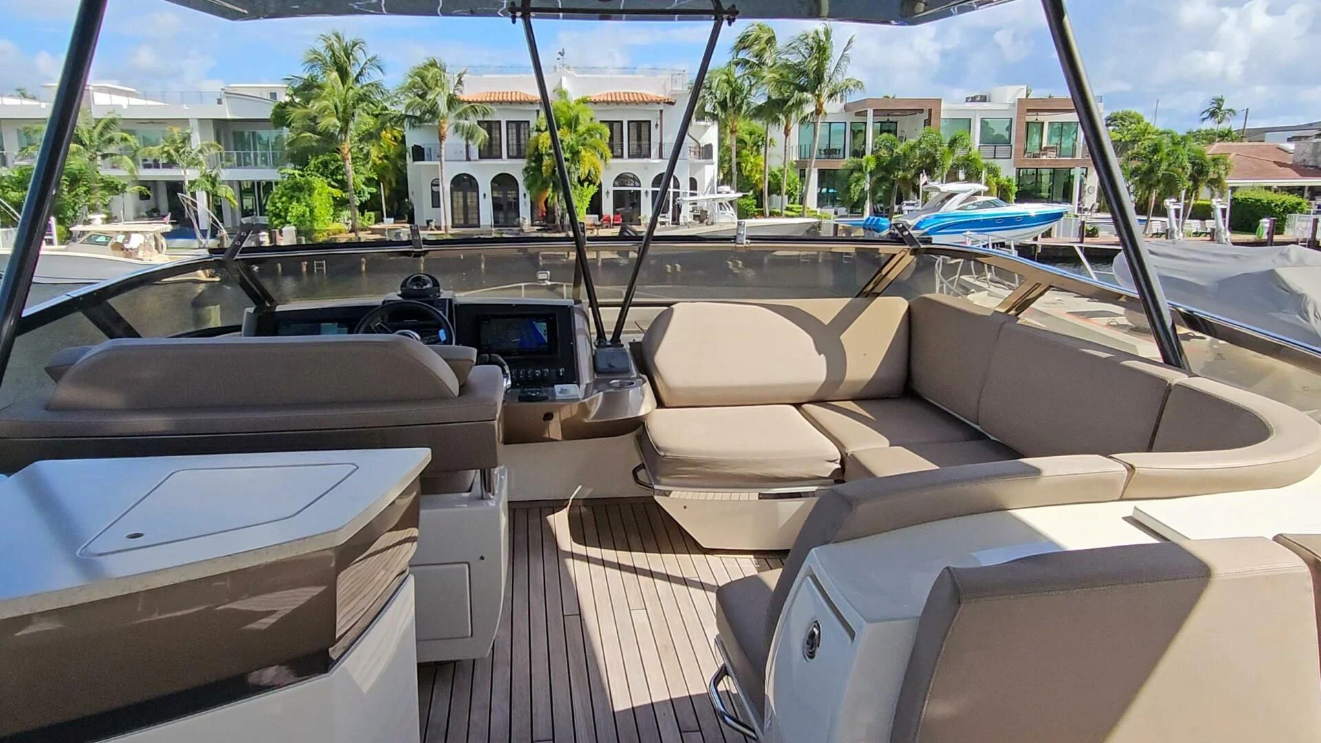 a deck with a pool and a deck with a deck and a building aboard PARALOS Yacht for Charter