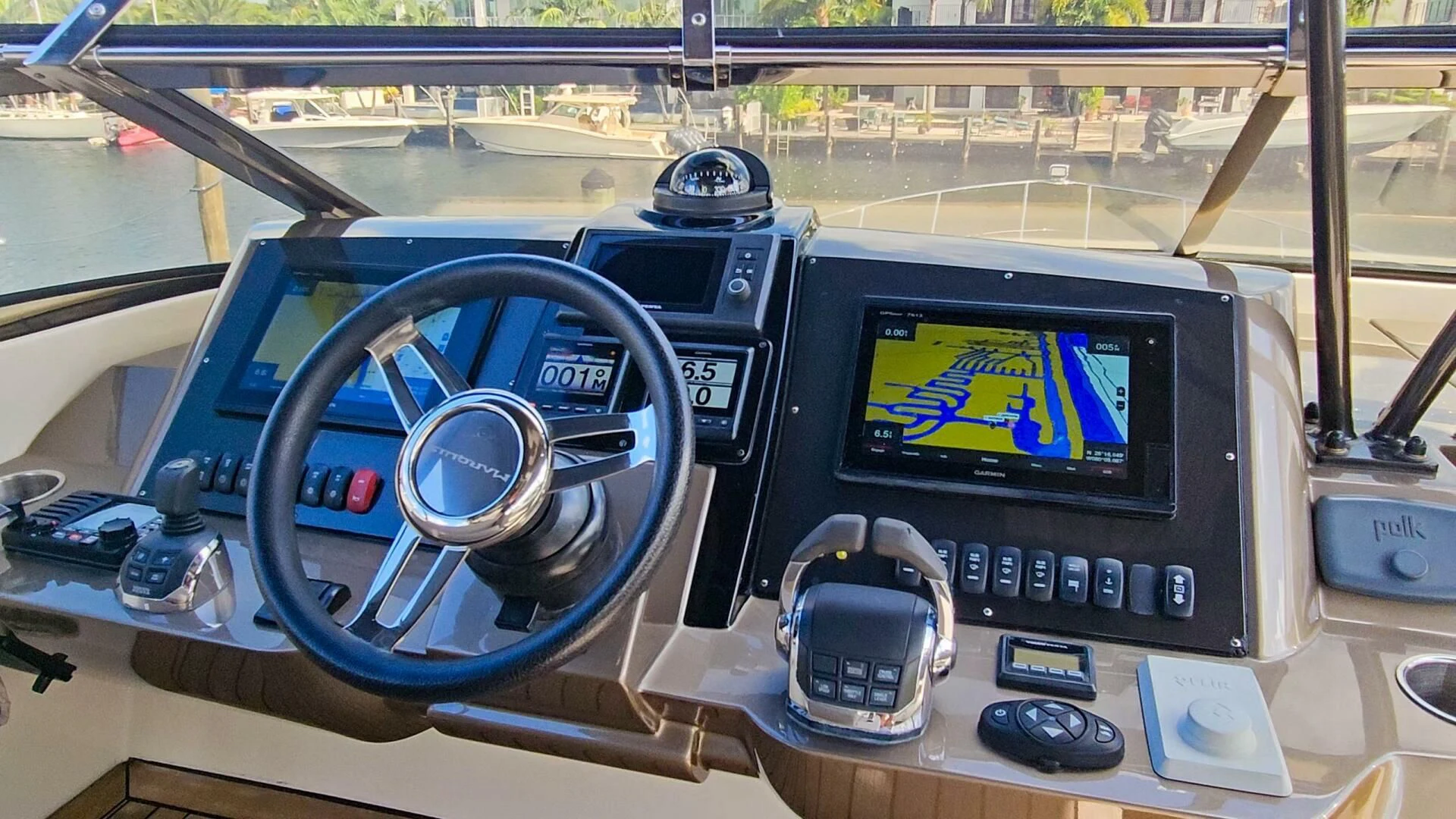 inside of a car aboard PARALOS Yacht for Charter