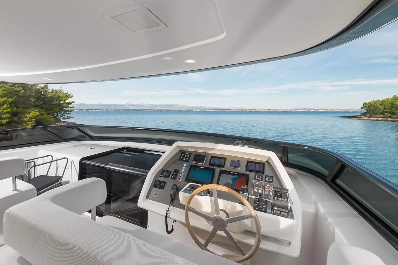 the inside of a car aboard PARALOS Yacht for Charter