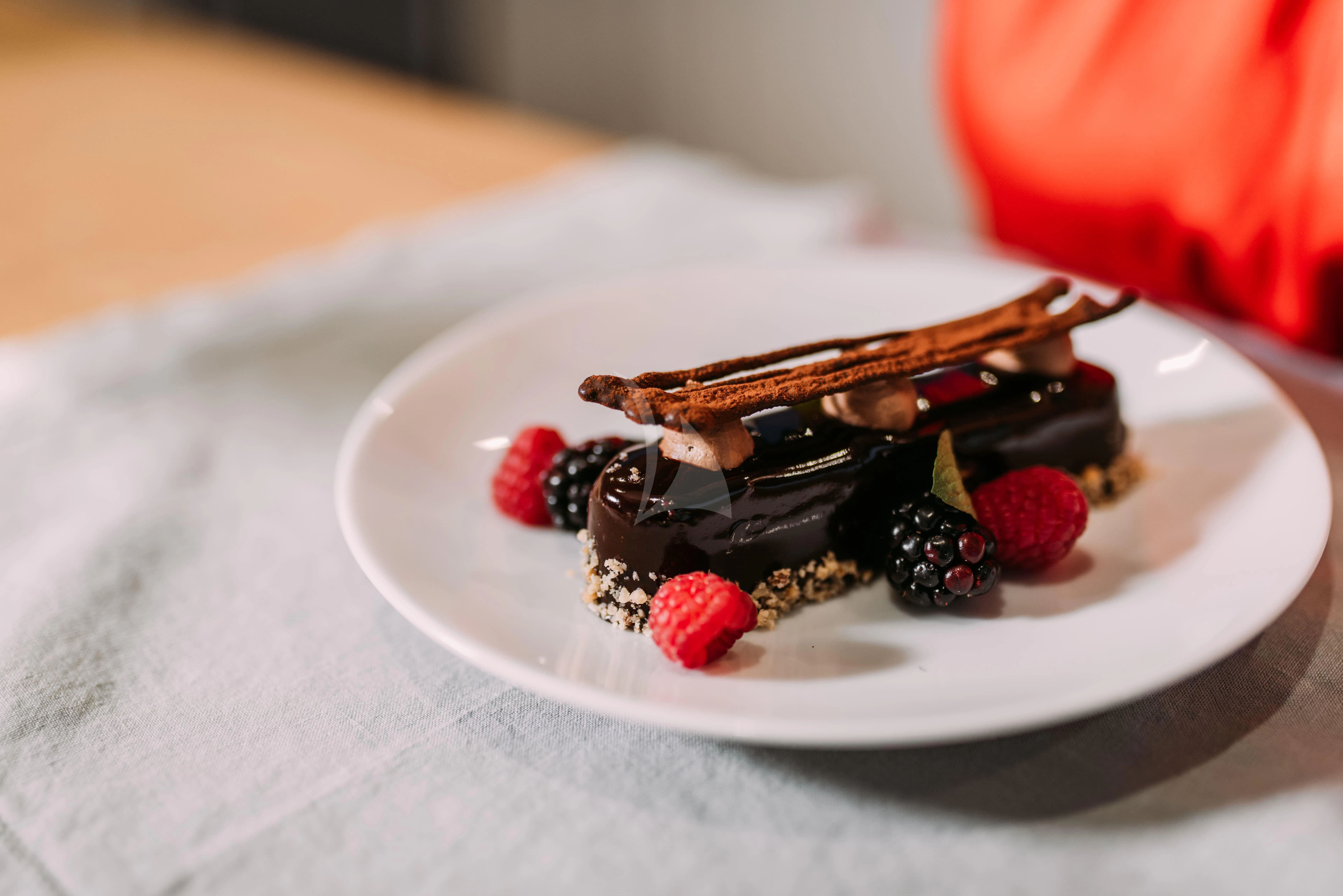 a plate of dessert aboard PARALOS Yacht for Charter