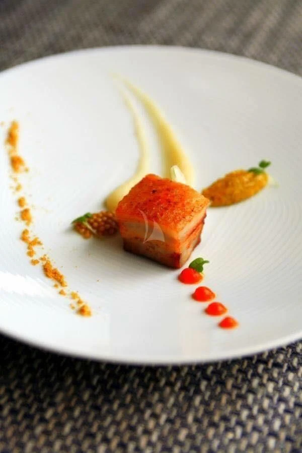 a plate of food aboard PARALOS Yacht for Charter