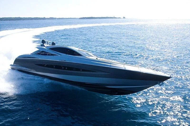 a black and white yacht in the water aboard HOOLIGAN Yacht for Sale