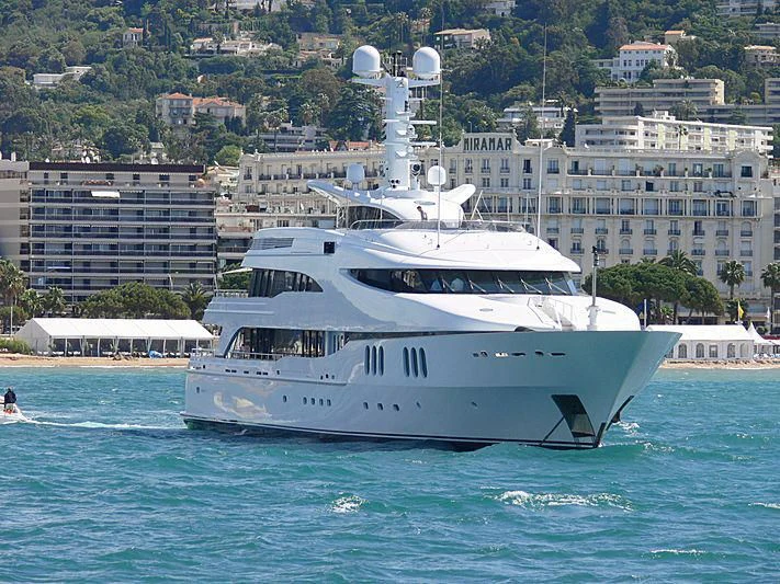 a large white boat in the water aboard DIAMOND Yacht for Sale